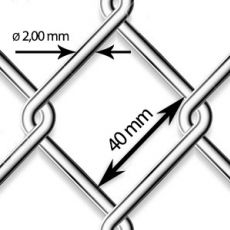 Pletivo pozinkované Zn - drôt Ø 2,0mm; oko 40mm; výška 150cm