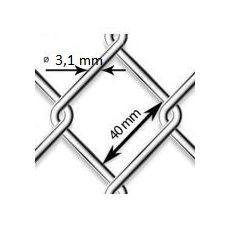 Pletivo pozinkované Zn - drôt Ø 3,1mm; oko 40mm; výška 100cm