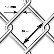 Pletivo pozinkované Zn - drôt 1,6mm; oko 16mm; výška 100cm